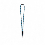 Rundkordel-Lanyard aus Polyamid mit Karabinerhaken und sublimierbarem Etikett farbe bondi blau
