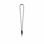 Rundkordel-Lanyard aus Polyamid mit Karabinerhaken und sublimierbarem Etikett farbe weiß/schwarz