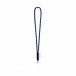 Rundkordel-Lanyard aus Polyamid mit Karabinerhaken und sublimierbarem Etikett farbe köngisblau