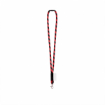 Rundkordel-Lanyard aus Polyamid mit Karabinerhaken und sublimierbarem Etikett farbe dunkelrot