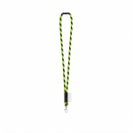 Rundkordel-Lanyard aus Polyamid mit Karabinerhaken und sublimierbarem Etikett farbe neongrün