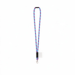 Rundkordel-Lanyard aus Polyamid mit Karabinerhaken und sublimierbarem Etikett farbe purpurfarben