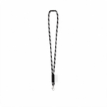 Rundkordel-Lanyard aus Polyamid mit Karabinerhaken und sublimierbarem Etikett farbe schwarz/grau
