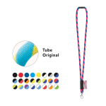 Rundkordel-Lanyard aus Polyamid mit Karabinerhaken und sublimierbarem Etikett Ansicht in vielen Farben