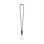 Rundkordel-Lanyard, in Europa hergestellt, mit Standardkarabiner farbe weiß/schwarz
