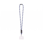 Rundkordel-Lanyard, in Europa hergestellt, mit Standardkarabiner farbe weiß/blau