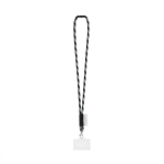 Rundkordel-Lanyard, in Europa hergestellt, mit Standardkarabiner farbe schwarz/grau