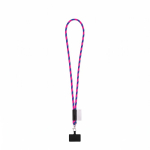 Rundkordel-Lanyard mit Karabiner und Handyhalterung 6,5 x 4,1 cm farbe neonrosa