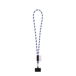 Rundkordel-Lanyard mit Karabiner und Handyhalterung 6,5 x 4,1 cm farbe weiß/blau