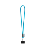 Rundkordel-Lanyard mit Karabiner und Handyhalterung 6,5 x 4,1 cm farbe hellblau zweite Ansicht