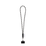 Rundkordel-Lanyard mit Karabiner und Handyhalterung 6,5 x 4,1 cm farbe schwarz/grau