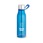 Glänzende, durchscheinende Eco-Trinkflasche mit auslaufsicherem Verschluss 590 ml farbe köngisblau Ansicht mit Logo 1