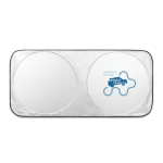 Auto-Sonnenschutz aus Polyester mit zwei runden Flächen Ø65 cm farbe grau Ansicht mit Logo 1