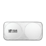 Auto-Sonnenschutz aus Polyester mit zwei runden Flächen Ø65 cm Ansicht mit Druckbereich