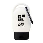 Sonnenlotion mit Karabiner und farbigem Deckel SPF30 30 ml farbe schwarz Ansicht mit Druckbereich