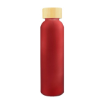 Farbige Glasflasche mit matter Beschichtung und Bambus-Schraubdeckel 500ml farbe rot erste Ansicht
