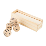 Würfelspiel aus Buchenholz in einer Box mit Schiebedeckel erste Ansicht