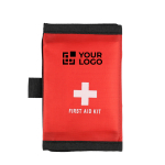 Erste-Hilfe-Set mit Klettverschluss und Tragegriff RPET 600D farbe rot Ansicht mit Druckbereich