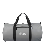 Wasserabweisende Sporttasche aus recyceltem Polyester mit Doppelgriff farbe grau Ansicht mit Druckbereich
