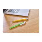 Kugelschreiber aus Kunststoff mit Bambusdrücker und weißem Clip, blaue Tinte siebte Ansicht