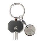 Schlüsselanhänger aus recyceltem Zink mit Heizkörperentlüfter und Einkaufschip erste Ansicht