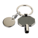 Schlüsselanhänger aus recyceltem Zink mit Heizkörperentlüfter und Einkaufschip vierte Ansicht