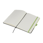 RPET-Notizbuch A5 mit PU-Detail im unteren Bereich, linierte Seiten dritte Ansicht