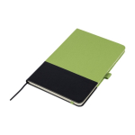 RPET-Notizbuch A5 mit PU-Detail im unteren Bereich, linierte Seiten vierte Ansicht