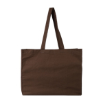 OEKO-TEX Baumwolltasche mit Seitenfalte und langen Henkeln 180 g/m² farbe dunkelbraun erste Ansicht