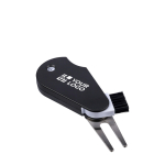 Multifunktions-Golfwerkzeug aus Kunststoff mit Ballmarker und Punktezähler farbe schwarz Ansicht mit Druckbereich