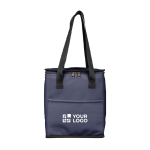 Kühltasche aus Kunstleder mit langen Tragegriffen und Fronttasche 9 l farbe marineblau Ansicht mit Druckbereich