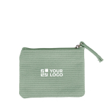 Geldbörse aus Cord zum Personalisieren mit passendem Reissverschluss farbe pastelgrün Ansicht mit Druckbereich