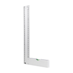 Aluminium-Winkel mit Wasserwaage in der Basis und 30cm-Lineal dritte Ansicht