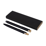 Set aus Aluminium-Kugelschreiber und Rollerball mit Bambusdetails, blaue Tinte farbe schwarz erste Ansicht