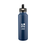 Doppelwandige Edelstahlflasche mit Transportdeckel 600 ml farbe blau Ansicht mit Druckbereich
