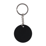 Runder Schlüsselanhänger aus recyceltem Edelstahl und Gummi farbe schwarz erste Ansicht