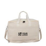 Kühltasche mit Bodenfalte, langen Tragegriffen und verstellbarem Schultergurt, 23 l farbe beige Ansicht mit Druckbereich