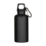 Flasche aus recyceltem Kunststoff mit Karabiner und Schraubdeckel 400ml farbe schwarz zweite Vorderansicht