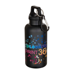 Flasche aus recyceltem Kunststoff mit Karabiner und Schraubdeckel 400ml farbe schwarz