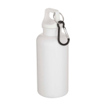 Flasche aus recyceltem Kunststoff mit Karabiner und Schraubdeckel 400ml farbe weiß