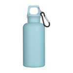 Flasche aus recyceltem Kunststoff mit Karabiner und Schraubdeckel 400ml farbe hellblau zweite Vorderansicht