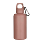 Flasche aus recyceltem Kunststoff mit Karabiner und Schraubdeckel 400ml farbe hellrosa zweite Vorderansicht