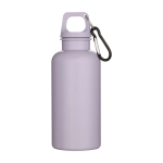Flasche aus recyceltem Kunststoff mit Karabiner und Schraubdeckel 400ml farbe lila zweite Vorderansicht