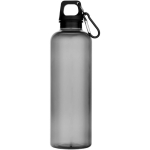 Trinkflasche aus recyceltem Kunststoff mit Karabiner farbe schwarz zweite Vorderansicht