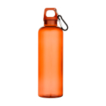 Robuste, leichte Trinkflasche aus recyceltem Kunststoff mit Karabiner 750 ml farbe orange zweite Vorderansicht