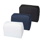 Reisekulturbeutel aus recyceltem Polyester mit Trageschlaufe und Reißverschluss farbe schwarz zweite Ansicht in verschiedenen Farben