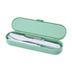 Wiederverwendbares Besteckset mit Box und Bambusdeckel farbe mintgrün zweite Ansicht