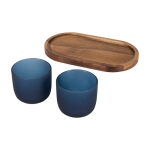 Elegantes Holztablett mit 2 matten Glasbechern 200 ml farbe bondi blau zweite Ansicht