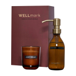 Set aus Spender und Duftkerze aus Glas WELLmark 250 ml farbe granatrot