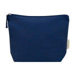 Kulturtasche aus Bio-Baumwolle mit Fach und Reißverschluss 1 L 180 g/m2 farbe marineblau zweite Vorderansicht